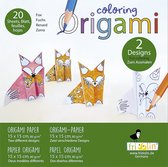 Origami à colorier : VOS 15x15cm, 20 feuilles avec différents dessins, 6+