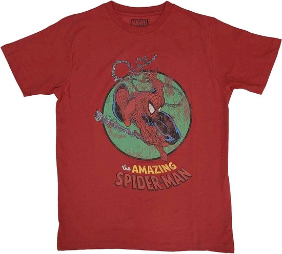 Marvel SpiderMan - Shooting Webs Heren T-shirt - L - Rood