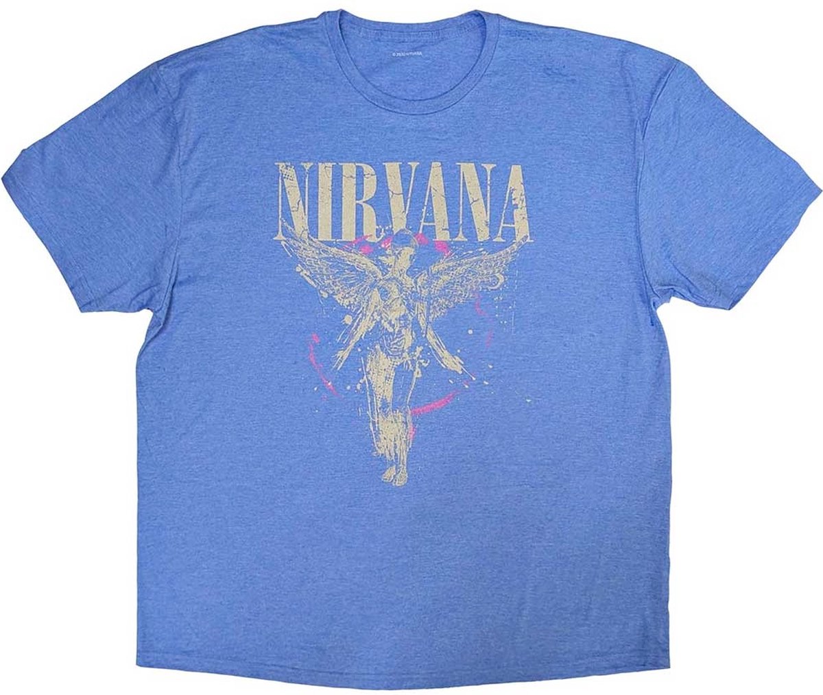 Nirvana - In Utero Heren T-shirt - L - Blauw