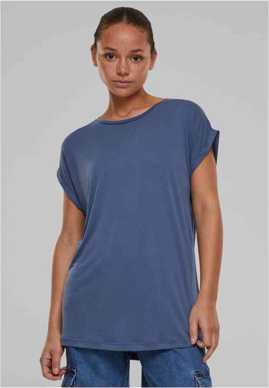 Urban Classics - Modal Extended Shoulder Dames T-shirt - XL - Blauw