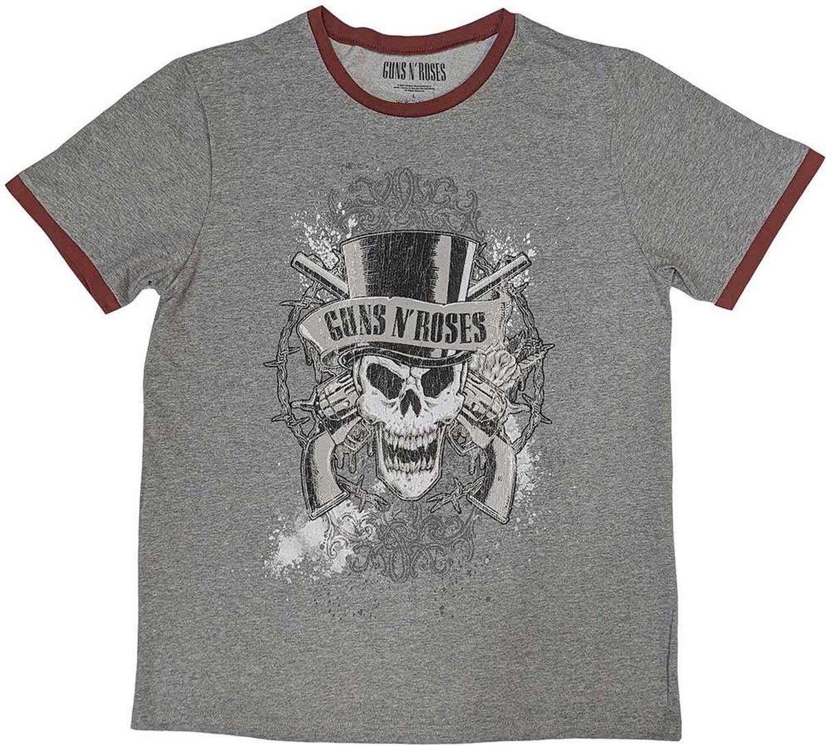 Guns N' Roses - Faded Skull Heren T-shirt - M - Grijs