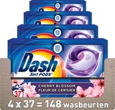 Bol.com Dash 3in1 PODS - Kersenbloesem - Wasmiddelcapsules - Voordeelverpakking 4 x 37 Wasbeurten aanbieding