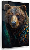 Tableau portrait ours - Tableau chambre - Peintures ours - Tableaux Classique - Peintures plexiglas - Décoration murale salon - 80 x 120 cm 5mm