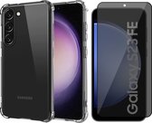 Hoesje geschikt voor Samsung Galaxy S23 FE - Privacy Screenprotector Volledig Dekkend Glas - Shockproof Transparant