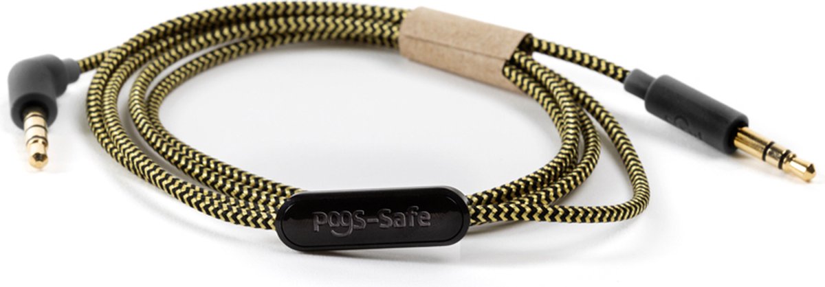 POGS-Safe Turtle audiokabel – 3.5 mm audio kabel met microfoon - 1 meter - Geïntegreerde microfoon en POGS-Safe technologie - Geschikt voor POGS The Turtle Noise Cancelling koptelefoon