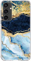 Coque HappyCase avec joli imprimé marbre Blauw adaptée au Samsung Galaxy S23 FE | TPU flexible | Couverture arrière élégante