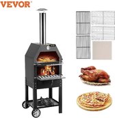 Vevor - Draagbare Pizza Oven - Pizza Oven - Met Wielen - RVS - 2 Lagen - Zomer