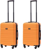 Set de valises BlockTravel bagage à main 2 pièces en ABS avec roues amovibles 39 litres - serrure TSA intégrée - léger - orange