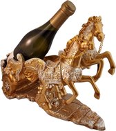 Wijnhouder - Paard Met Wagen - Wijnfleshouder Decoratie - Luxe Uitstraling - Goud - Enkel paard met luxe afwerking - Tafel decoratie - Bar - Accessoires - Sfeerbeelden