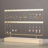 Edmondo Sieradenhouder - Display voor Sieraden - Oorbellenrek - Hout en Metaal - Sieradenboom - Oorbellenhouder - Oorringhouder - Oorbellen houder - Armbandhouder 27x22x7 cm - Goud