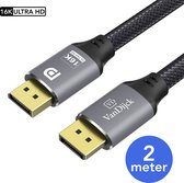 Bol.com VanDijck® Displayport Kabel - 2 Meter - Displayport 2.0 - 16K 60Hz - 4K 240Hz - 7737 Gbps - DP kabel - Grijs - Displaypo... aanbieding