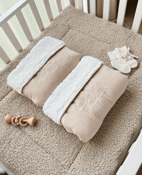 Boxkleed | dubbelzijdig | boucle | Teddy | Taupe | Comdykids| Comfortabel