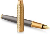 Parker IM Parker Pioneers Collection vulpen | grijze lak met gouden dop en details | medium roestvrijstalen penpunt | blauwe inkt | met Geschenkdoos