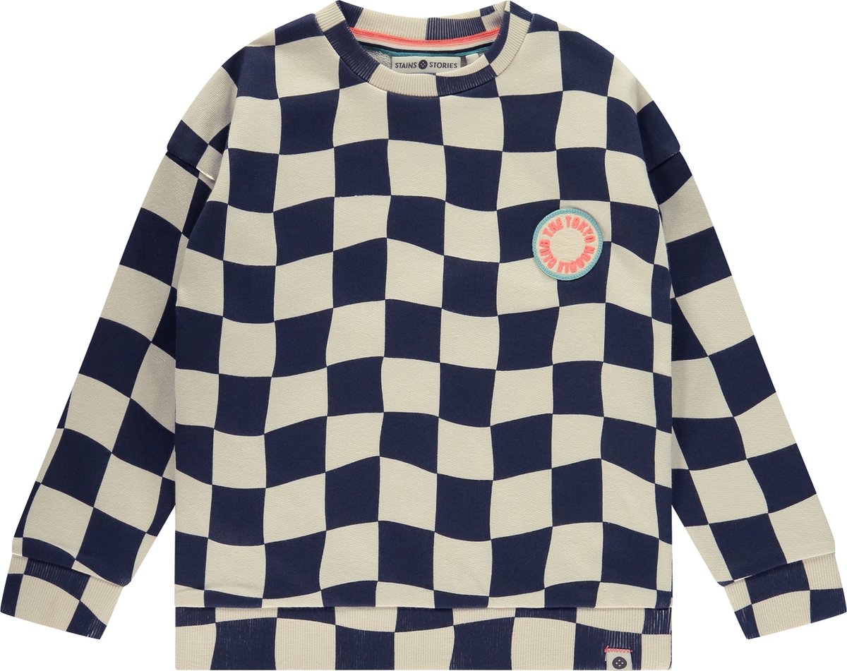 Stains and Stories boys sweatshirt Jongens Trui - dark royal - Maat 134