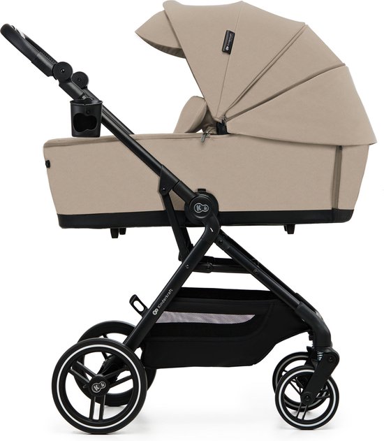 Kinderkraft YOXI - 2-in-1 Kinderwagen - Geschikt van geboorte tot 27 kg - Verstelbare rugleuning en voetensteun - Opvouwbaar en lichtgewicht - Inclusief regenscherm, voetenzak, muggennet, bekerhouder en luiertas - Duurzame, lekvrije wielen - Beige van Kinderkraft — afbeelding 3