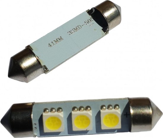 Auto LEDlamp 2 stuks | LED festoon 42mm | 3-SMD xenon wit 6000K | 12 Volt |  bol.com