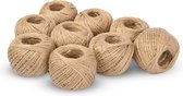 Set de 9 rouleaux de ficelle de jute naturelle - Hobby & Décoration - Étiquettes cadeaux - 500+ mètres au total - 2 mm d'épaisseur - Marron - Matériau d'emballage respectueux de l'environnement