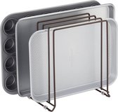Metalen serviesrek voor bakplaten, compacte pannendekselhouder voor de keukenkast, ruimtebesparende standaard voor kookgerei, bronskleurig