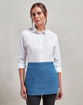 Kort schort | Blue Denim | 3 open zakken | pr155 | horeca schort kort | restaurant schort | bedieningsschort | 12 verschillende kleuren| horeca kleding