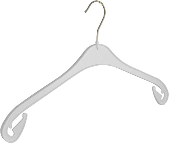 De Kledinghanger Gigant - 20 x Cintre pour chemisier / cintre pour chemise NA43 en plastique blanc avec encoches pour jupe, 43 cm
