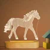 3D Illusie Paard Nachtlampje - LED Warmwit - Slaapkamerdecoratie voor Paardenliefhebbers
