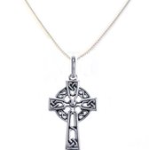 Hetty'S - Keltisch - Kruis van 925 zilver - compleet met zilveren ketting - 42 cm