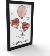 Kadogeld.nl - Fotolijst (Zwart) Geld Cadeau - Verjaardag met Gefeliciteerd & Ballonnen