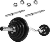Halterset - Gewichten set - Halter gewichten - Verstelbare gewichten - Verstelbare gewichten set - 30 kg - Gietijzer - Zilver -