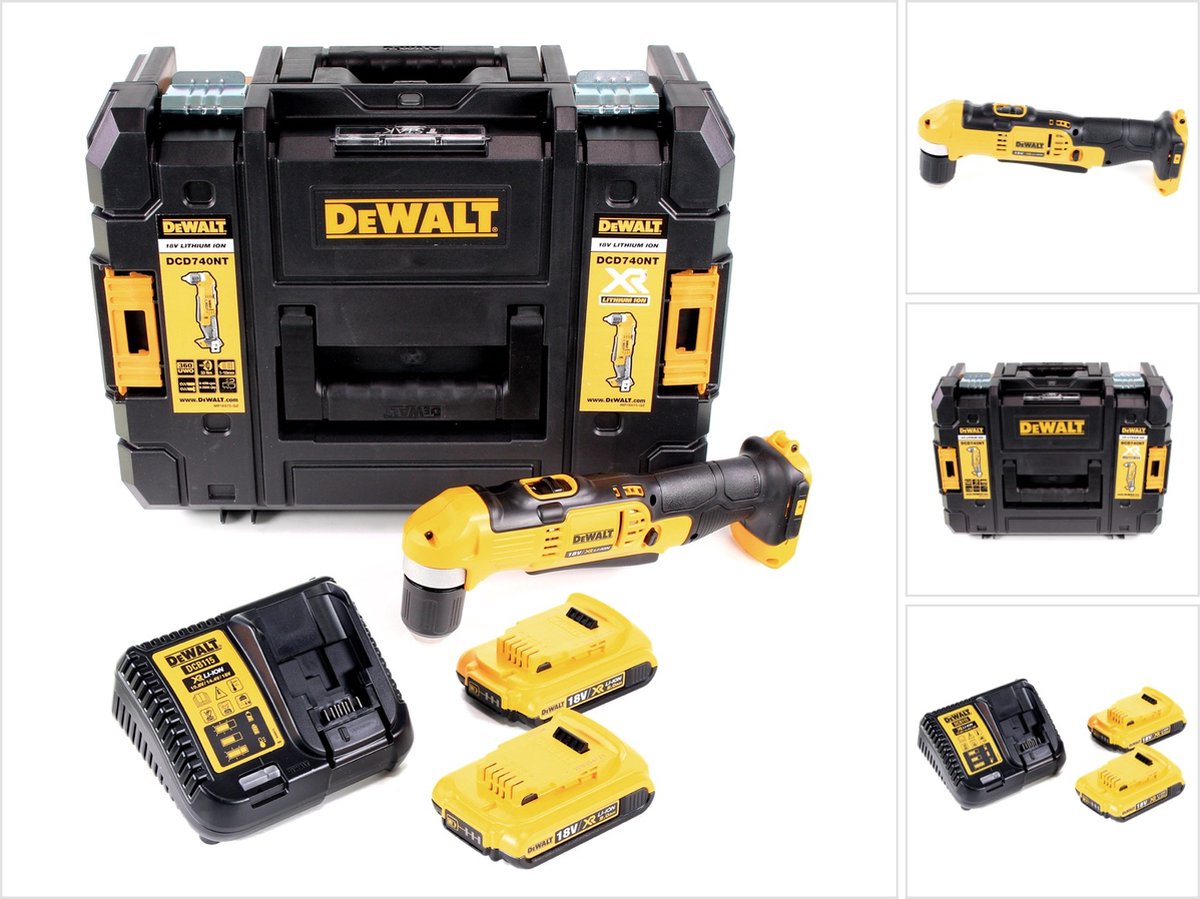 Dewalt DCD 740 D2 accu-haakse boormachine 18V 33Nm + 2x accu 2,0Ah + snellader + TSTAK