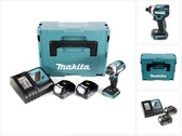 Makita DTD 154 RTJ accu slagmoersleutel 18V 1/4" 175Nm borstelloos + 2x oplaadbare accu 5.0Ah + lader + Makpac