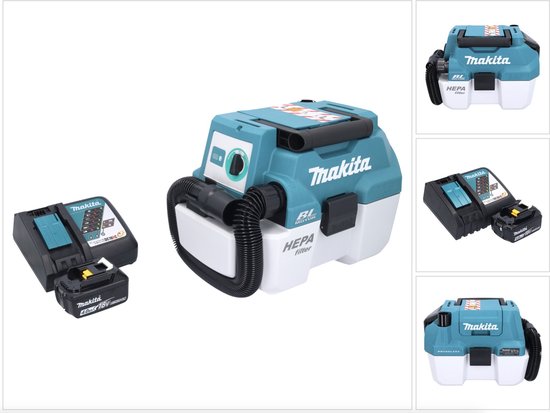 Makita DVC 750 LRM1 accustofzuiger LXT 18 V 67 mbar 7,5 l borstelloos + 1x accu 4,0 Ah + oplader