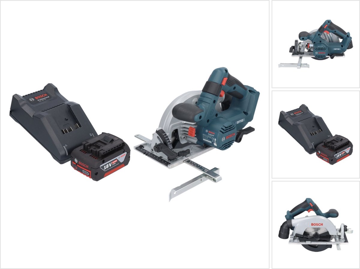 Bosch GKS 18V-57-2 Professional accu-handcirkelzaag 18 V 165 mm borstelloos + 1x accu 4,0 Ah + oplader