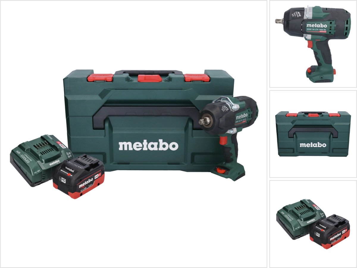 Metabo SSW 18 LTX 1450 BL accuslagmoersleutel 18 V 1450 Nm borstelloos + 1x oplaadbare accu 5,5 Ah + lader + metaBOX