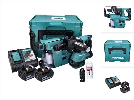 Makita DHR243RTJW 18V Accu SDS PLUS Boor En Combihamer Stofafzuiging 2x 5.0Ah In Mbox bol