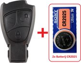 Autosleutel 3 knoppen smart key behuizing + Batterij CR2025 geschikt voor Mercedes sleutel / C Klasse / E Klasse / CL / SL / CLK / SLK / Sprinter / Vito / mercedes sleutel.