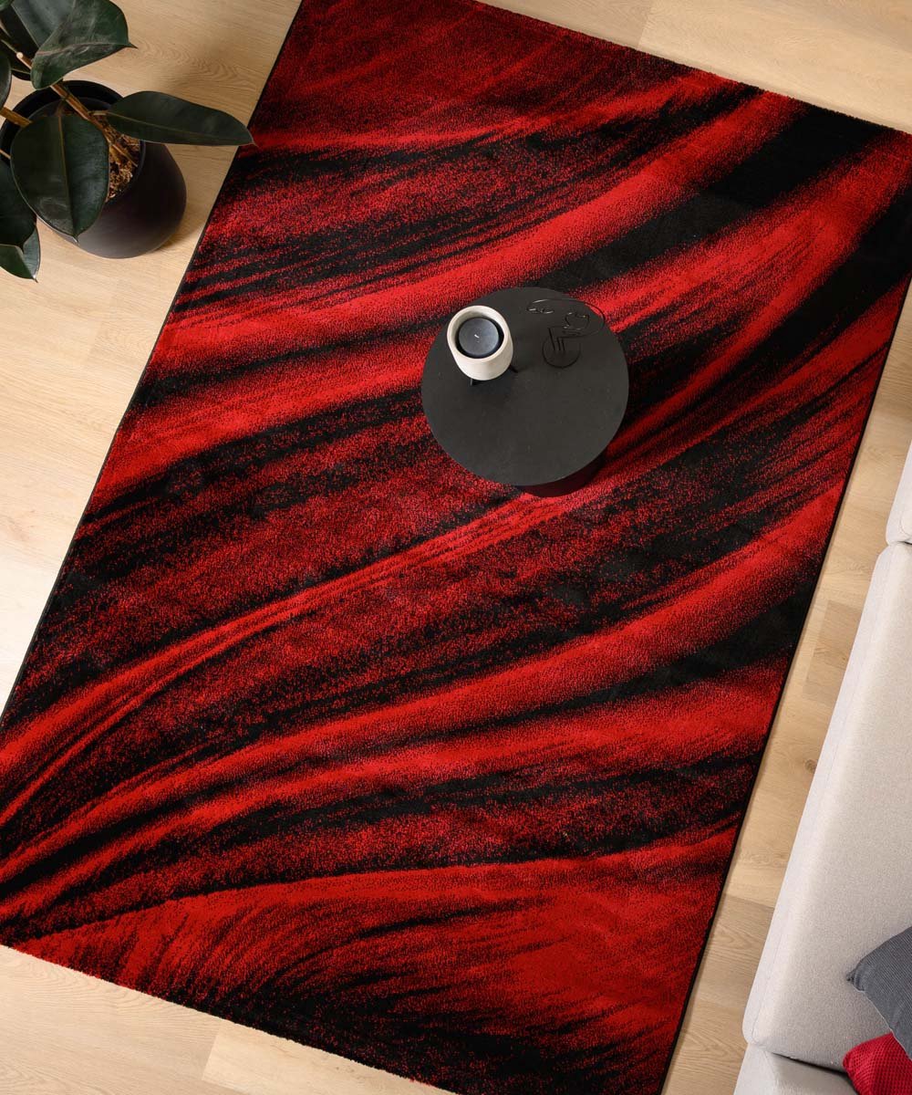 Tapeso Modern vloerkleed - Vision rood/zwart 240x340