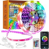 SHOP YOLO-led strip 5 meter-LED-verlichting met afstandsbediening-muzieksynchronisatie-RGB kleurveranderende doe-het-zelf