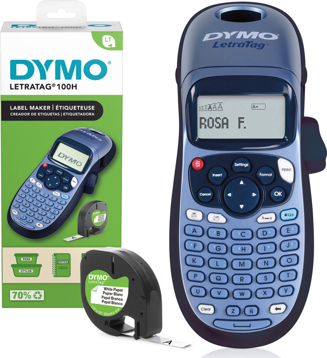 DYMO LetraTag LT-100H Labelprinter | Labelmaker met ABC-toetsenbord voor thuis en op kantoor | Blauw - DYMO