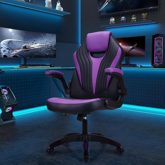 Play haha.Gaming stoel Bureaustoel Draaistoel Computerstoel Werkstoel Bureaustoel Ergonomische stoel Racestoel Leren stoel Videogamestoelen (Rood, met voetsteun