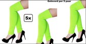 5x Paar luxe knee-over beenwarmers fluor groen - Been warmer festival thema feest disco fun kleding accesoires