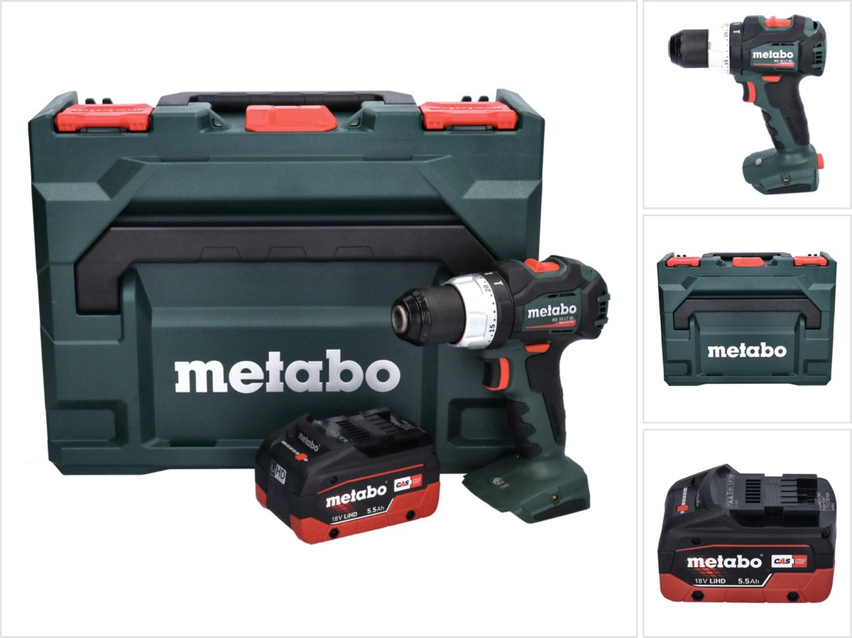 Metabo BS 18 LT BL accuboormachine 18 V 75 Nm borstelloos + 1x accu 5,5 Ah + metaBOX - zonder oplader