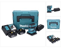 Makita DBO 480 RGJ accu-excentrische schuurmachine 18 V 112 x 102 mm + 2x accu 6,0 Ah + oplader + Makpac
