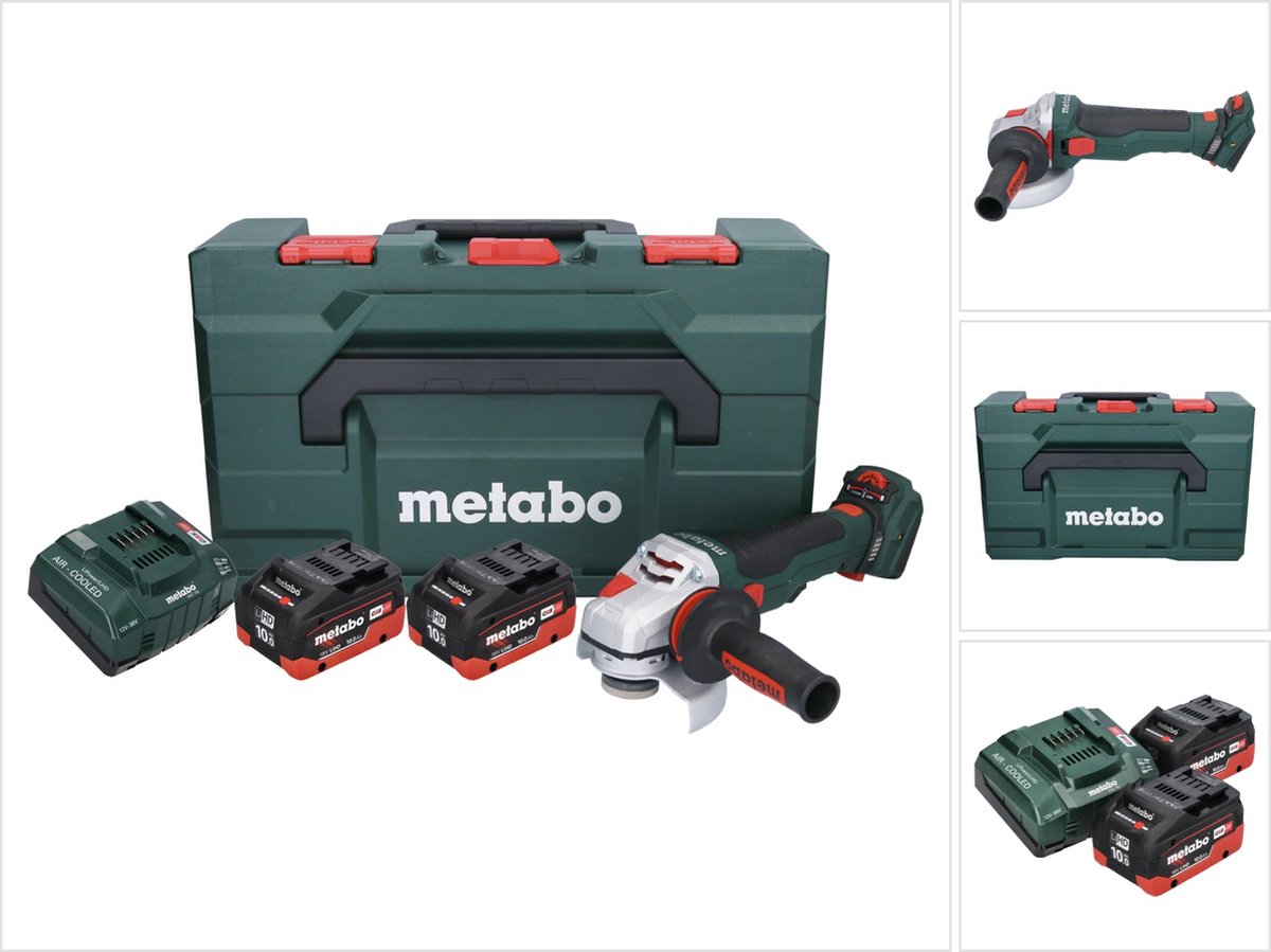 Metabo WVB 18 LTX BL 15-125 Quick accu haakse slijper 18 V 125 mm borstelloos + 2x accu 10,0 Ah + lader + metaBOX