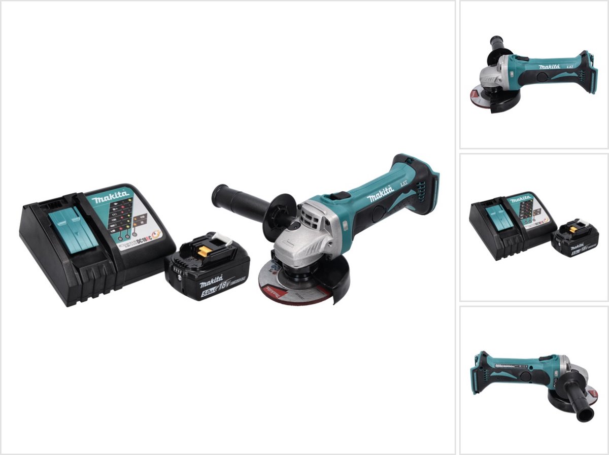 Makita DGA 452 RT1 accu haakse slijper 18 V 115 mm + 1x accu 5,0 Ah + oplader