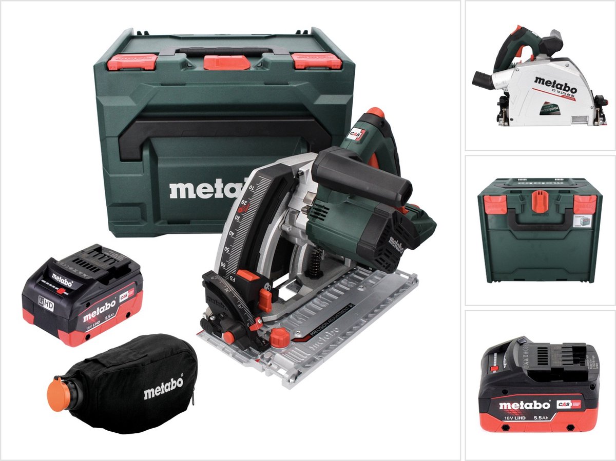 Metabo KT 18 LTX 66 BL accu invalcirkelzaag 18 V 165 mm + 1x accu 5,5 Ah + metaBOX - zonder lader