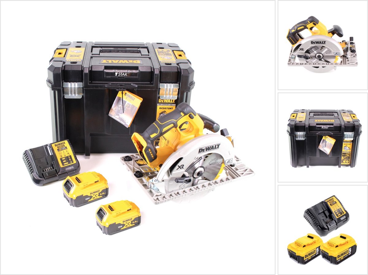 DeWalt DCS 572 P2 accu-handcirkelzaag 18V 184 x 16 mm + 2x accu 5,0 Ah + oplader + T-STAK