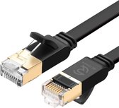 Internetkabel - CAT7 Ethernet Netwerk Kabel tot 10Gbps - RJ45 Platte UTP Kabel - Zwart - 3 Meter