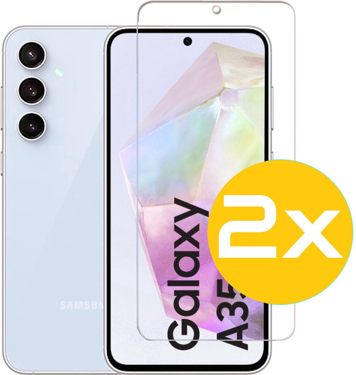 Screenprotector Geschikt Voor Samsung Galaxy A35 - Glasplaat - Tempered Glass - 2 Stuks