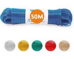 LaundrySpecialist Waslijn - Waslijndraad - Wasdraad - Waslijndraad met stalen kern - 50 meter met stalen kern - Blauw