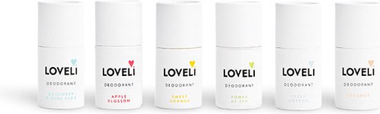 Loveli Set deodorant mini’s - 6 stuks - elke mini gaat minimaal 2 weken mee